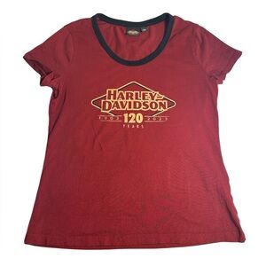 Harley Davidson 120 Years Anniversary Tee Women’s Medium Rust Red